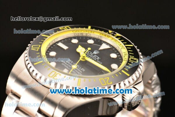 Rolex Sea-Dweller Deepsea Asia 2813 Automatic Steel Case/Strap with Black Dial and Yellow Diver Index - Click Image to Close